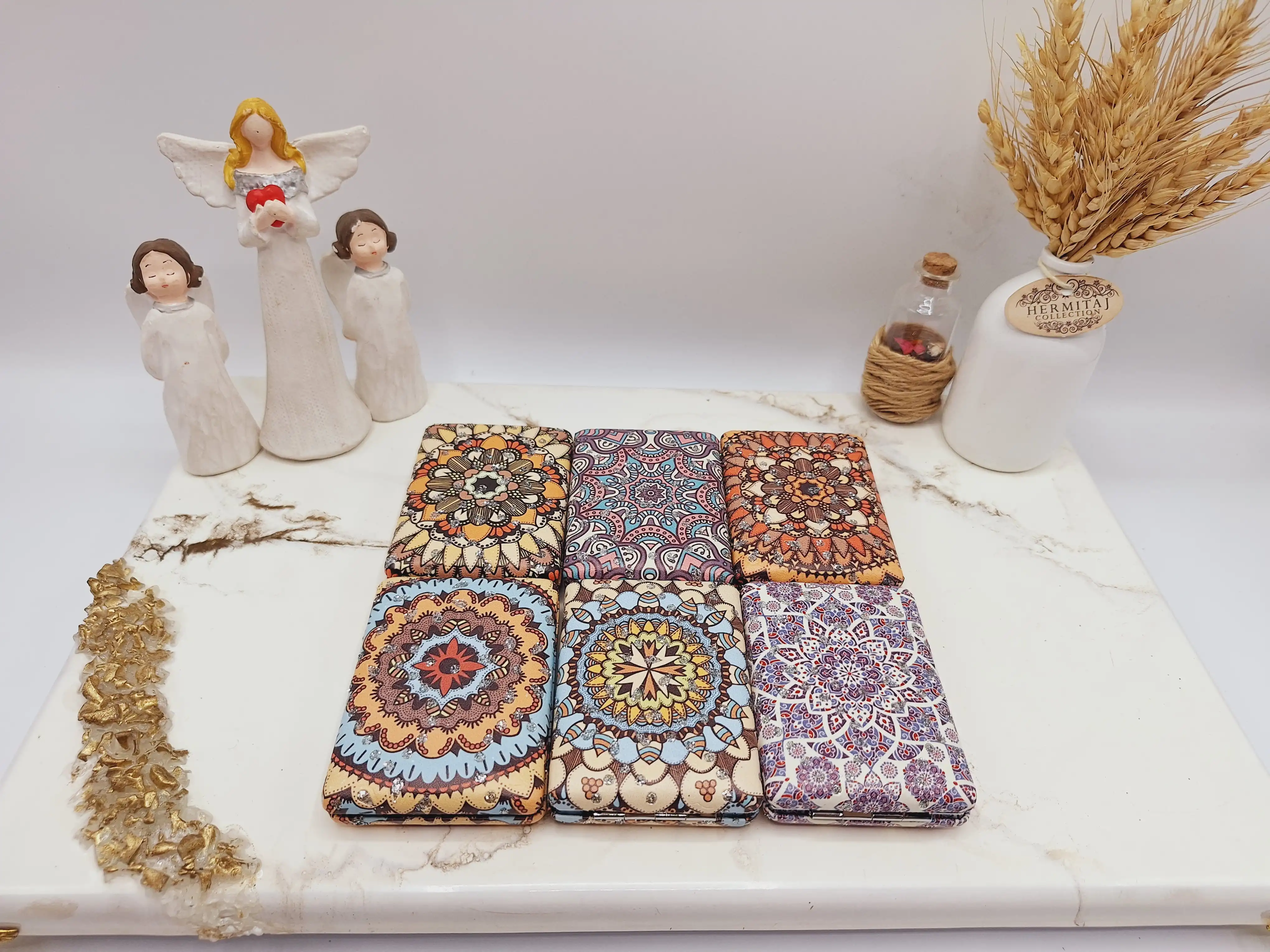 آینه دو طرفه جیبی طرح نقوش سنتی