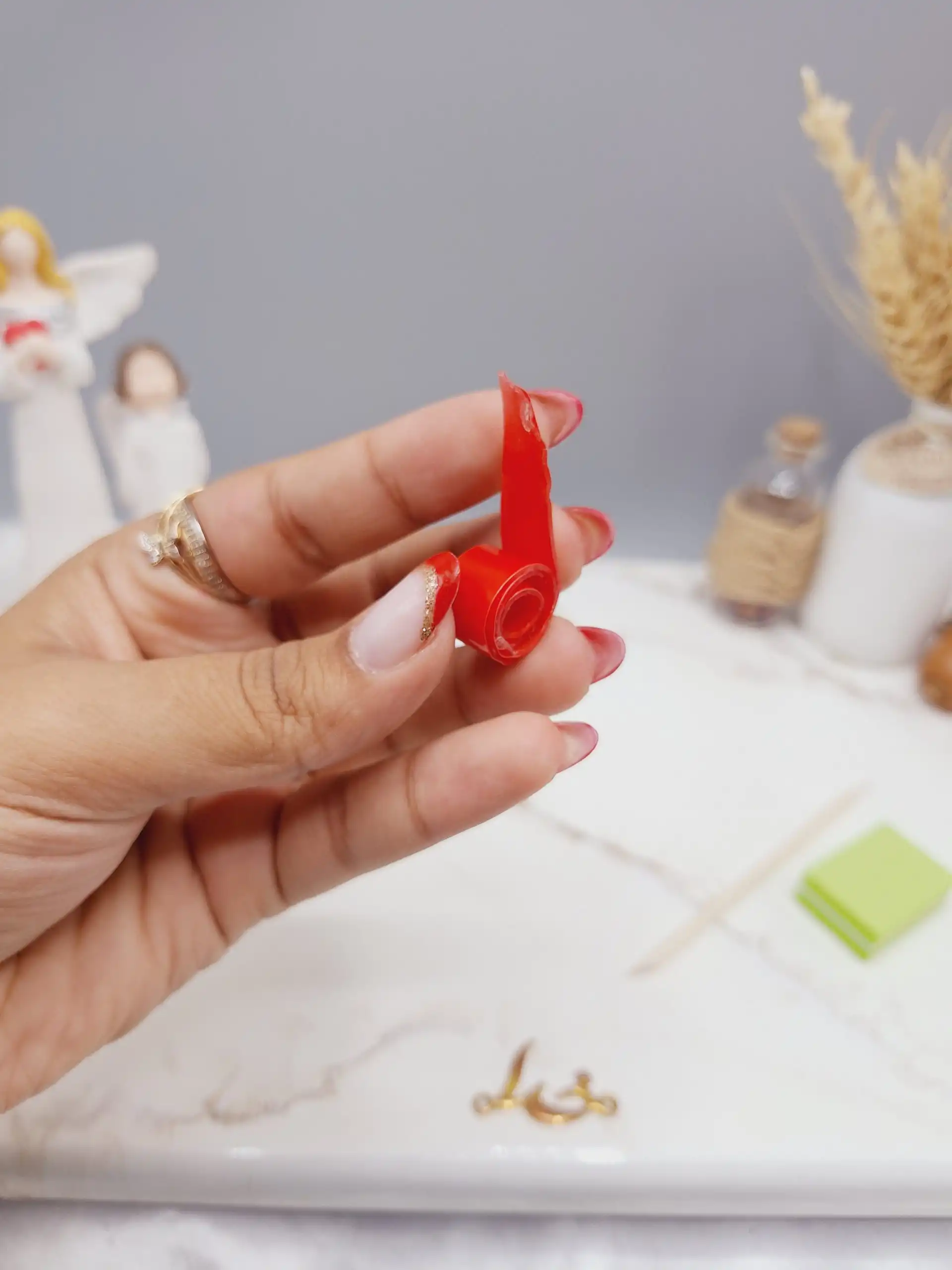 ناخن مصنوعی دست ساز با مواد کاشت مدل فرنچ خالدار ( ب همراه پک اختصادی)